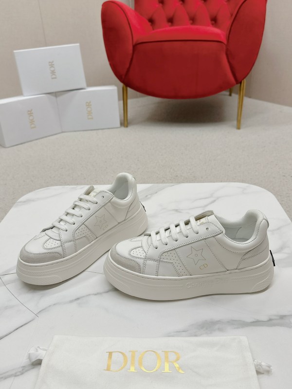 Dior Star Sneaker in White Calfskin and Tonal Leather