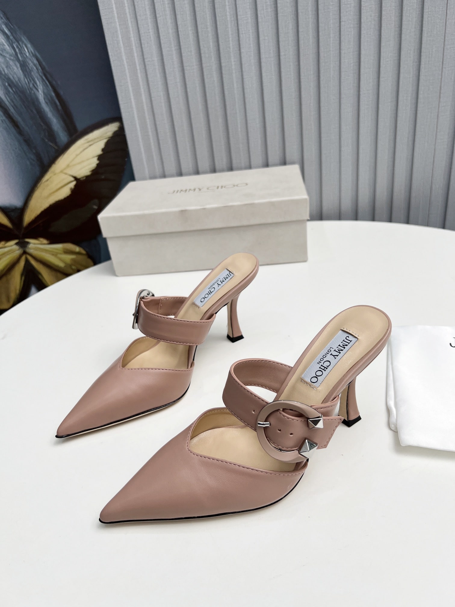 Jimmy Choo Beige Magie Pointed leather mules - Image 4