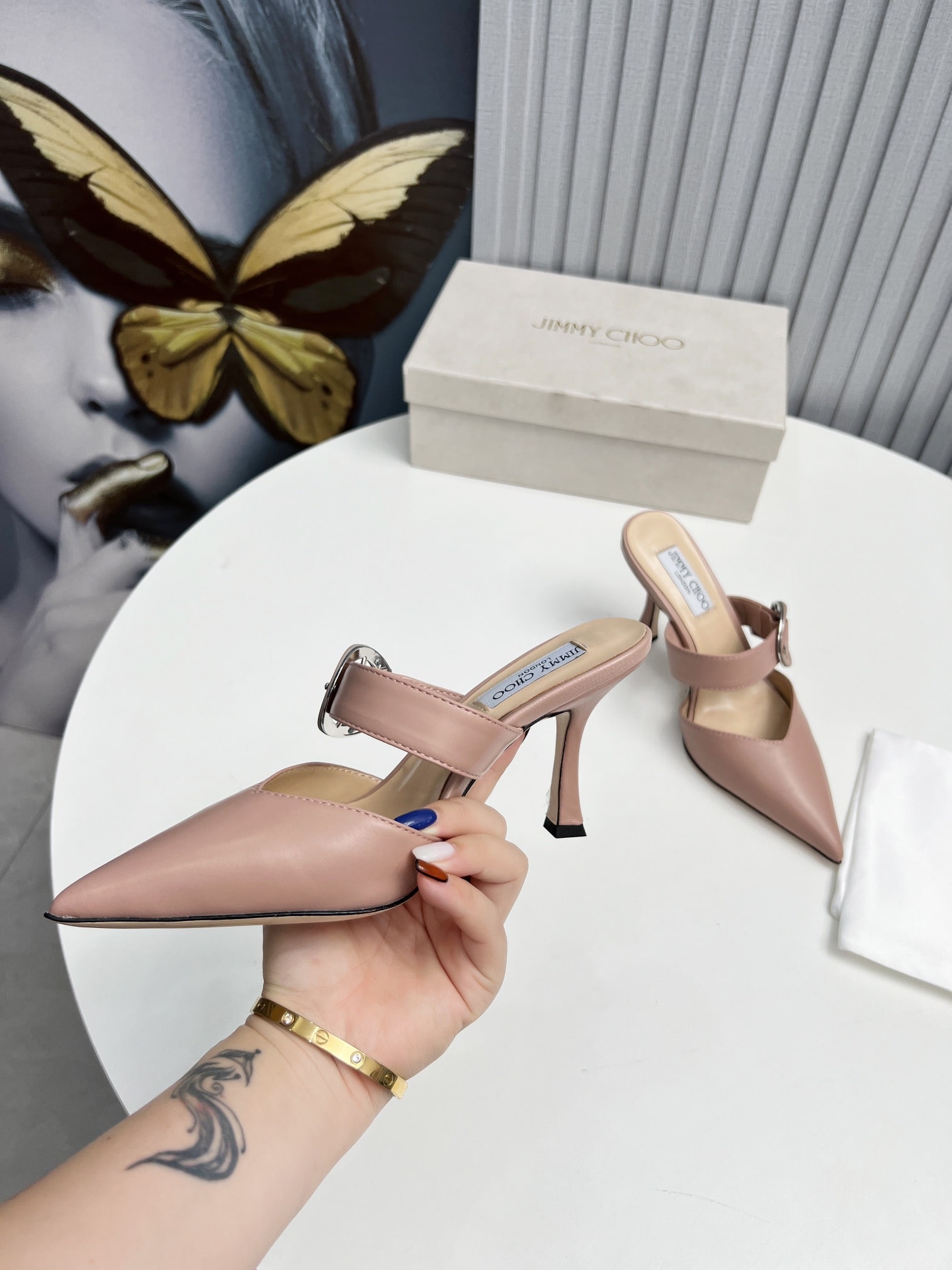 Jimmy Choo Beige Magie Pointed leather mules - Image 3