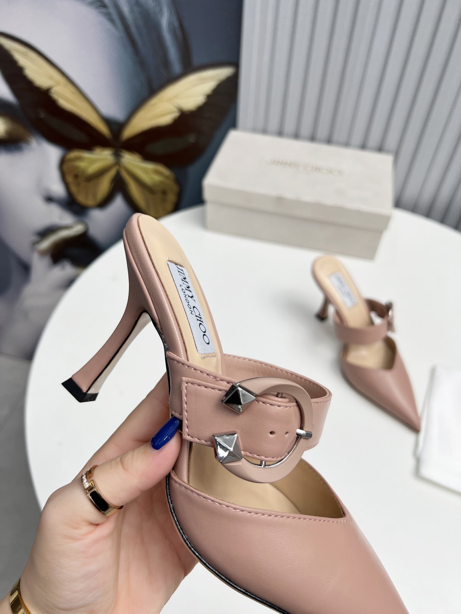 Jimmy Choo Beige Magie Pointed leather mules - Image 9