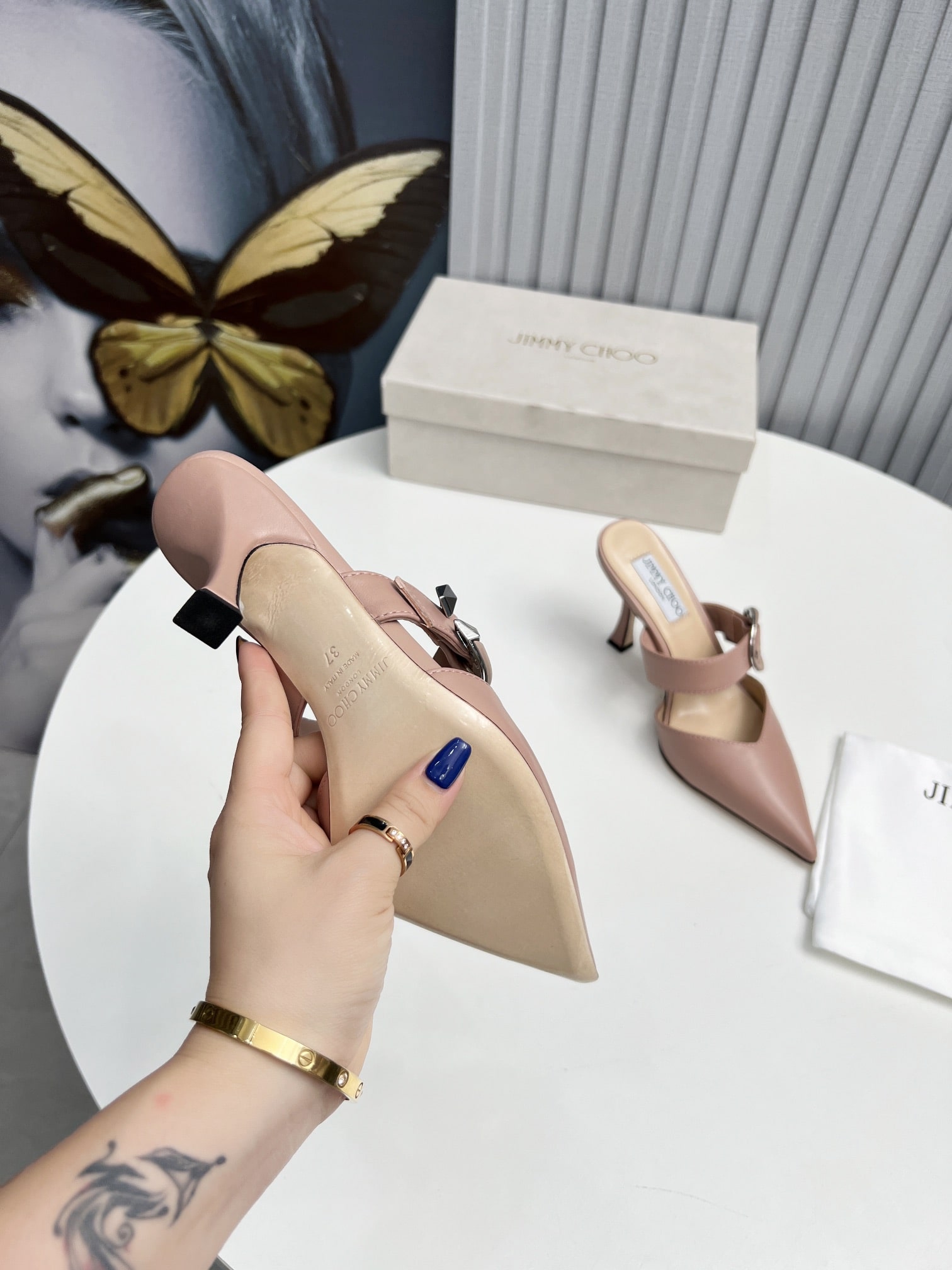 Jimmy Choo Beige Magie Pointed leather mules - Image 8