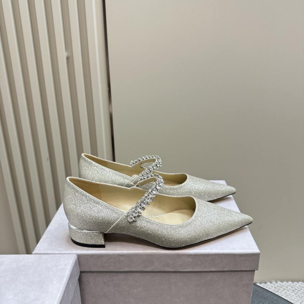 Jimmy Choo Bing Gold Glitter Pump Flats