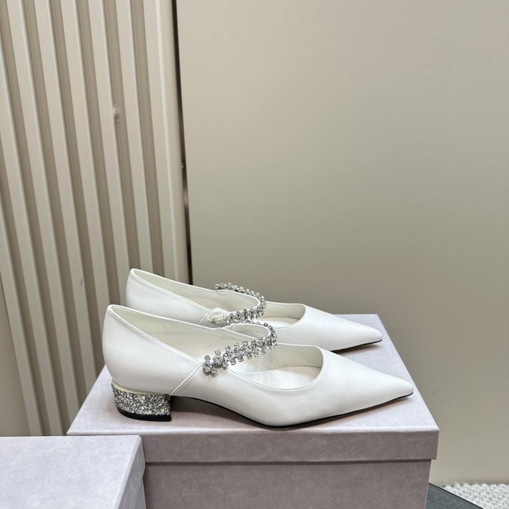 Jimmy Choo Bing White Patent Pump Flats