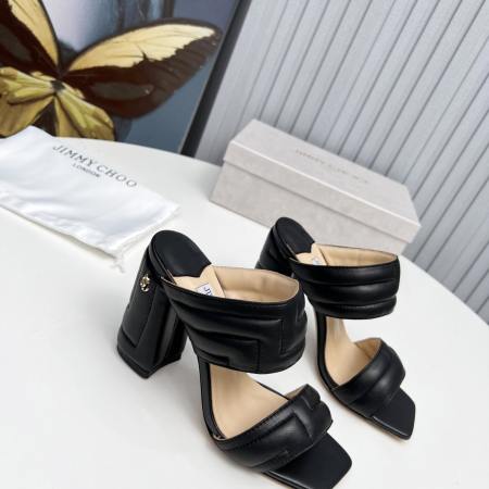 Jimmy Choo Black Quilted Double Strap Heels