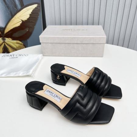 Jimmy Choo Black Quilted Leather Mules