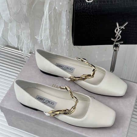 Jimmy Choo Diamond Tilda Flat White Nappa Leather