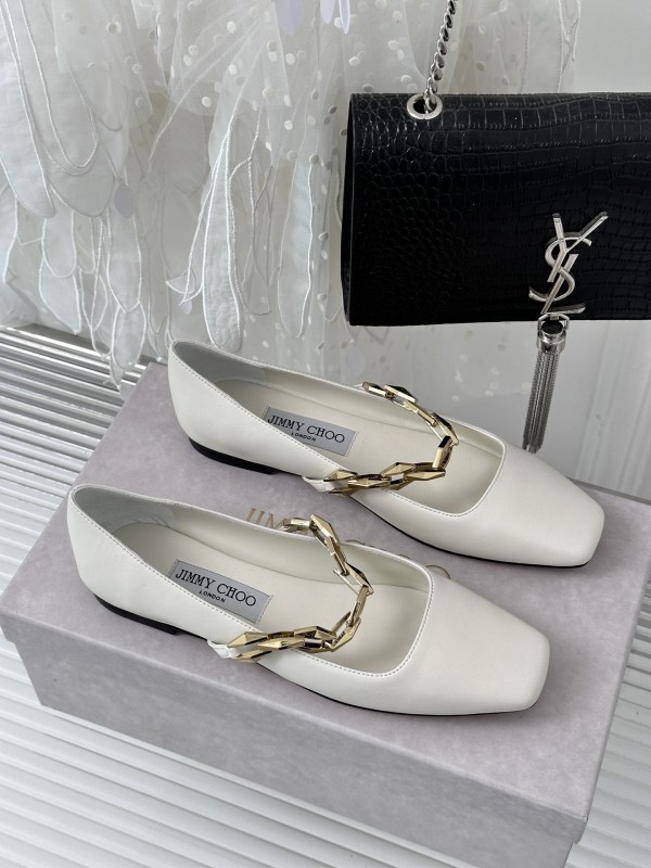 Jimmy Choo Diamond Tilda Flat White Nappa Leather