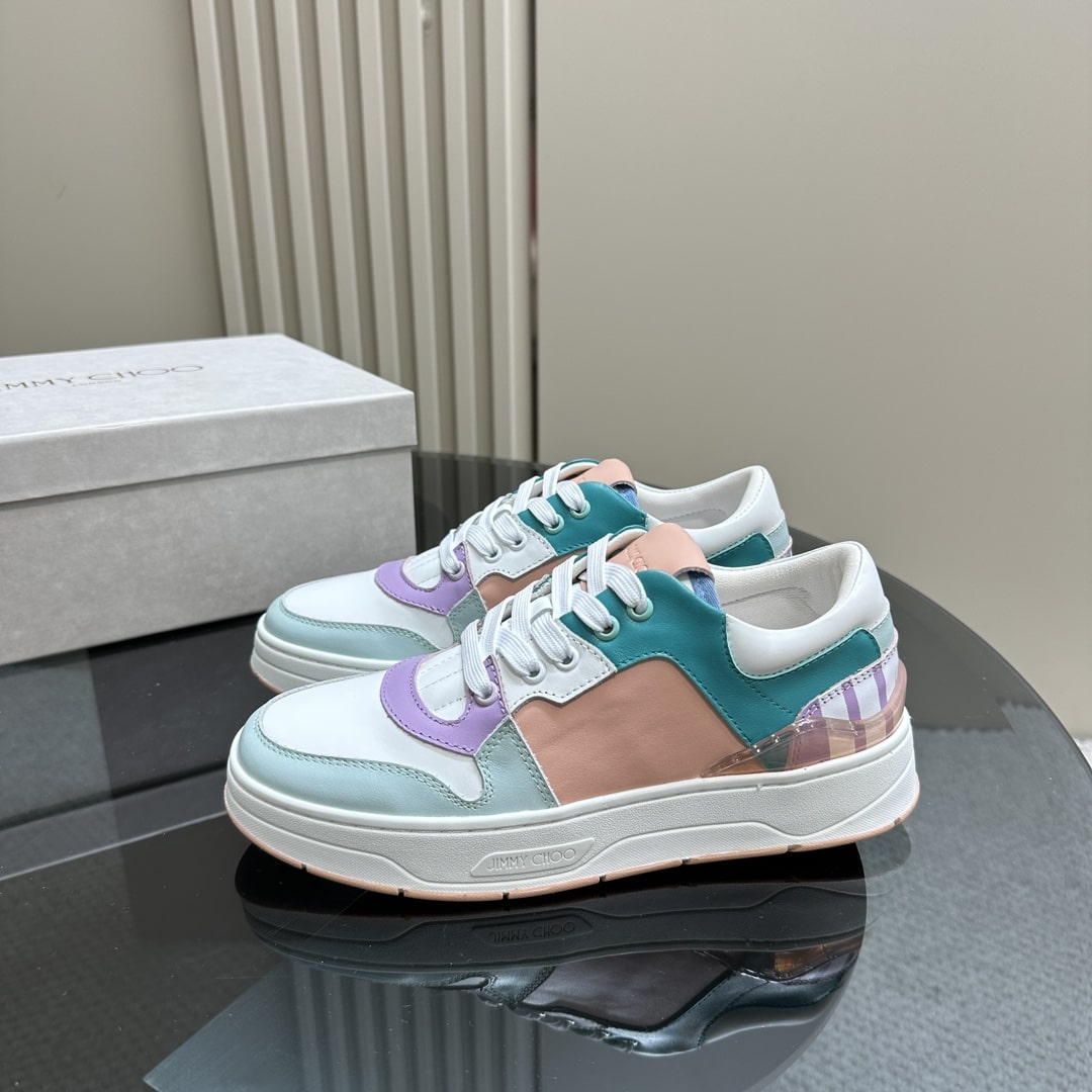 Jimmy Choo Florent Pink Leather Trainers - Image 7