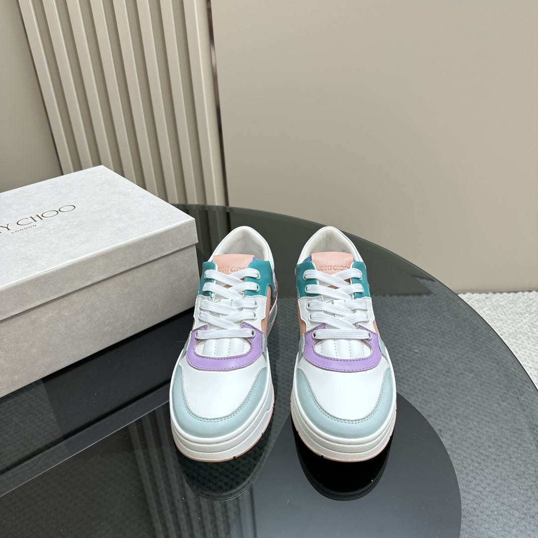 Jimmy Choo Florent Pink Leather Trainers - Image 9