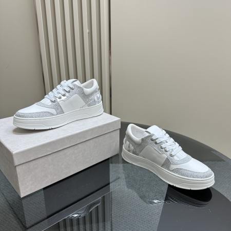 Jimmy Choo Florent Silver Glitter Leather Trainers