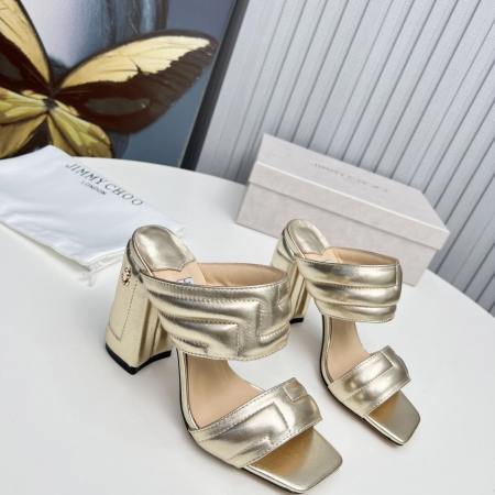 Jimmy Choo Metallic Gold Quilted Double Strap Heels