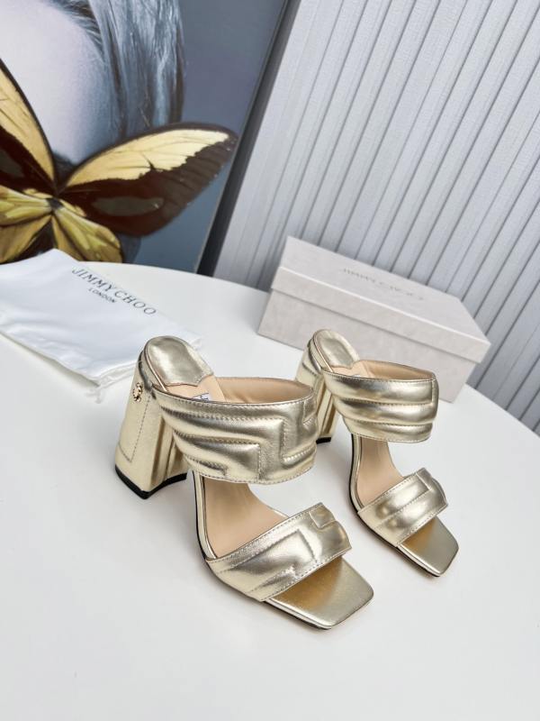 Jimmy Choo Metallic Gold Quilted Double Strap Heels