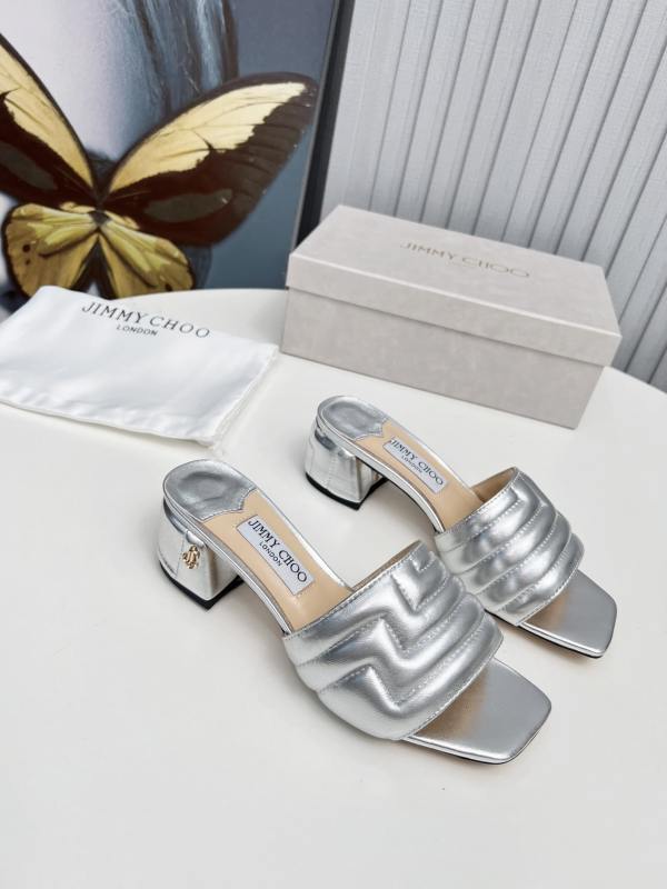 Jimmy Choo Metallic Silver Quilted Mules
