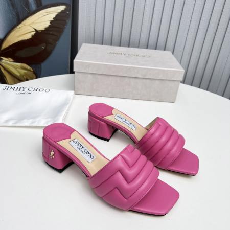 Jimmy Choo Pink Quilted Leather Mules