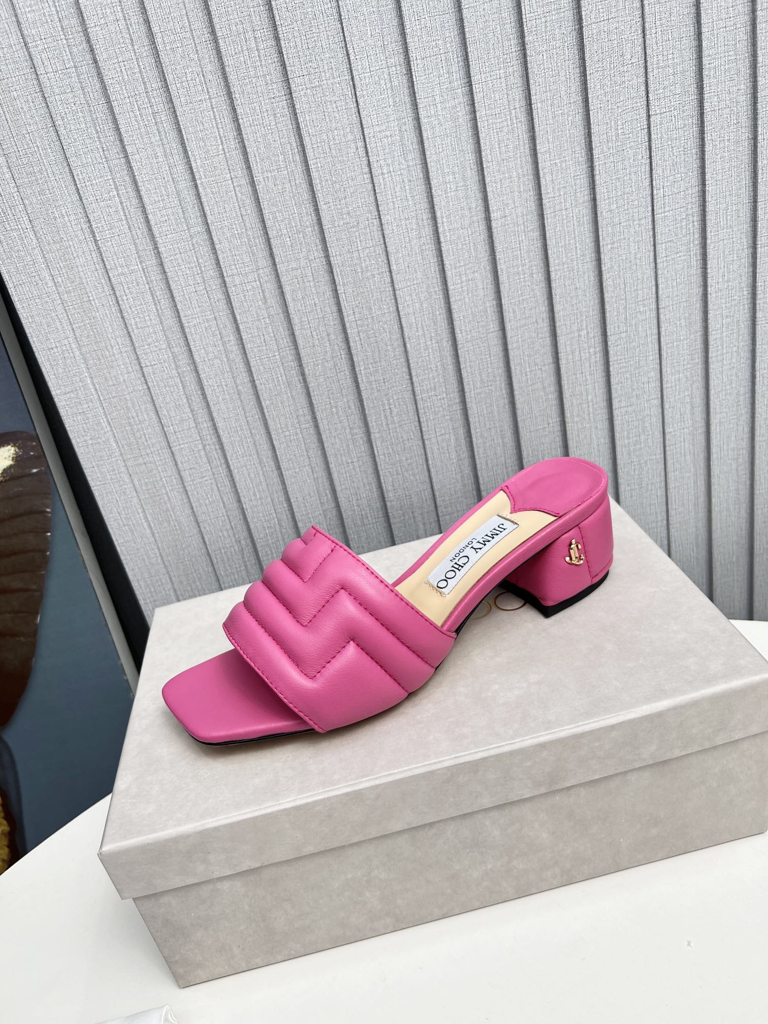 Jimmy Choo Pink Quilted Leather Mules - Image 6