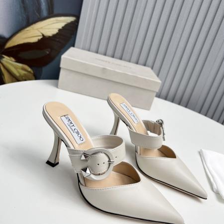 Jimmy Choo White Magie Pointed leather mules