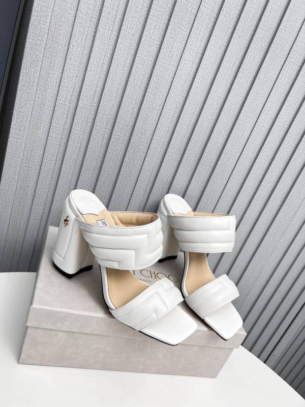 Jimmy Choo White Quilted Double Strap Heels