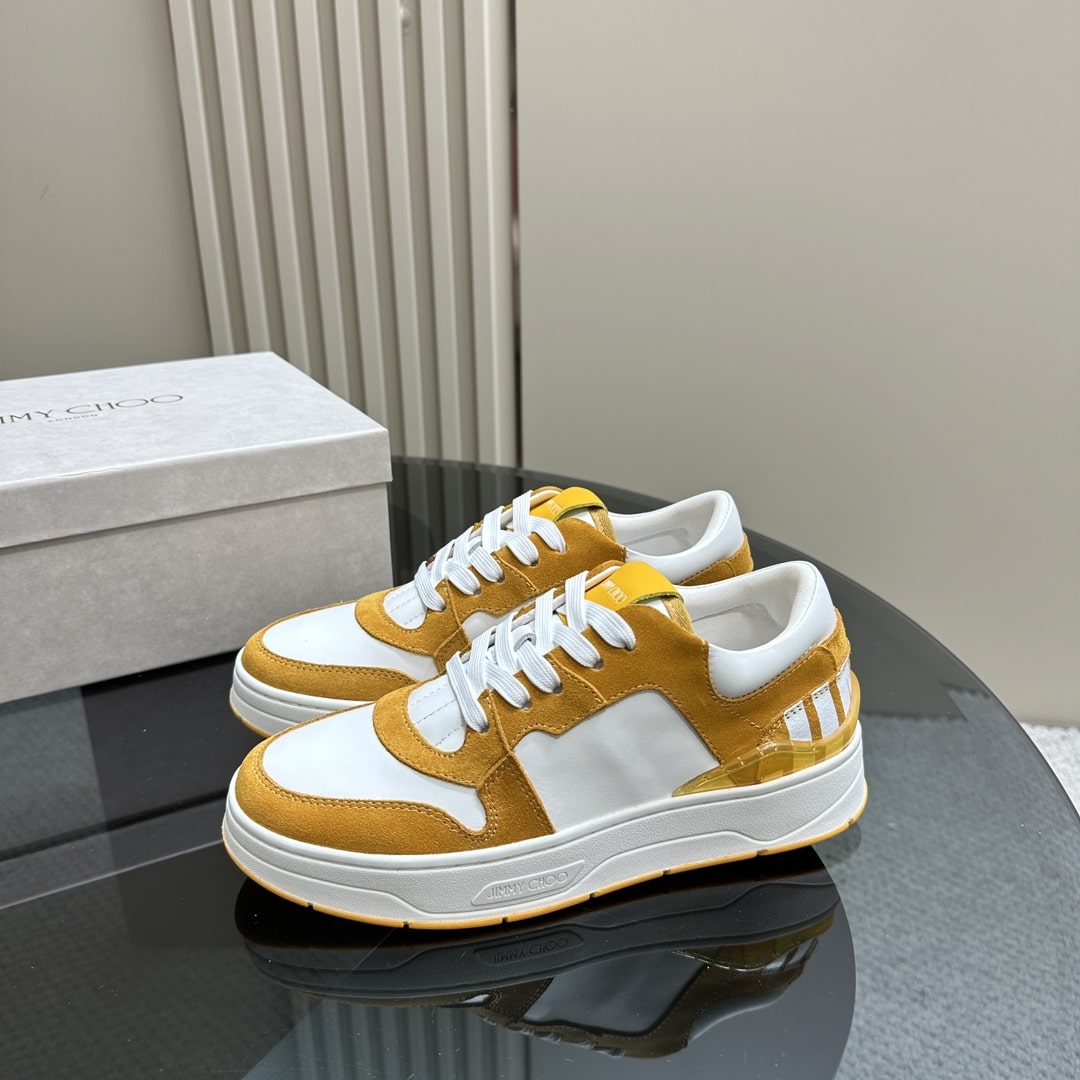 Jimmy Choo Yellow Florent Low-Top Sneakers - Image 3