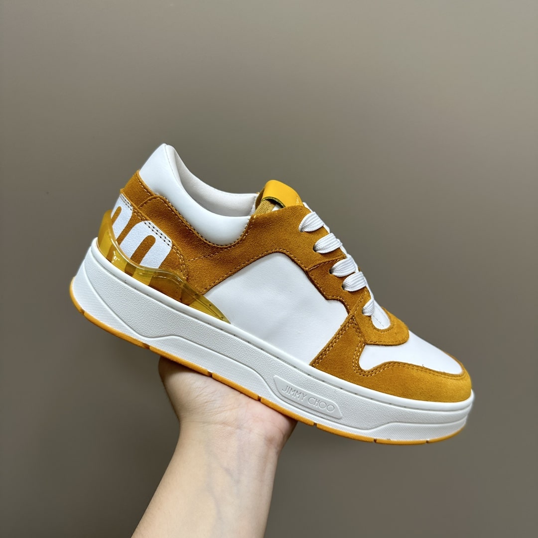 Jimmy Choo Yellow Florent Low-Top Sneakers - Image 6
