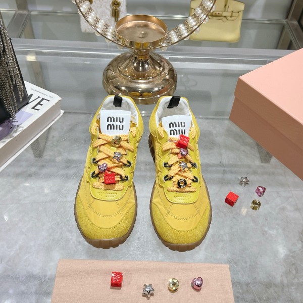 Miu Miu Embellished Yellow Sneakers