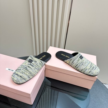 Miu Miu Knit Soft Yellow Wool Slippers