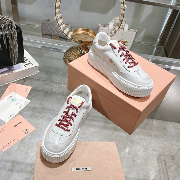 Miu Miu platform white with red laces sneakers
