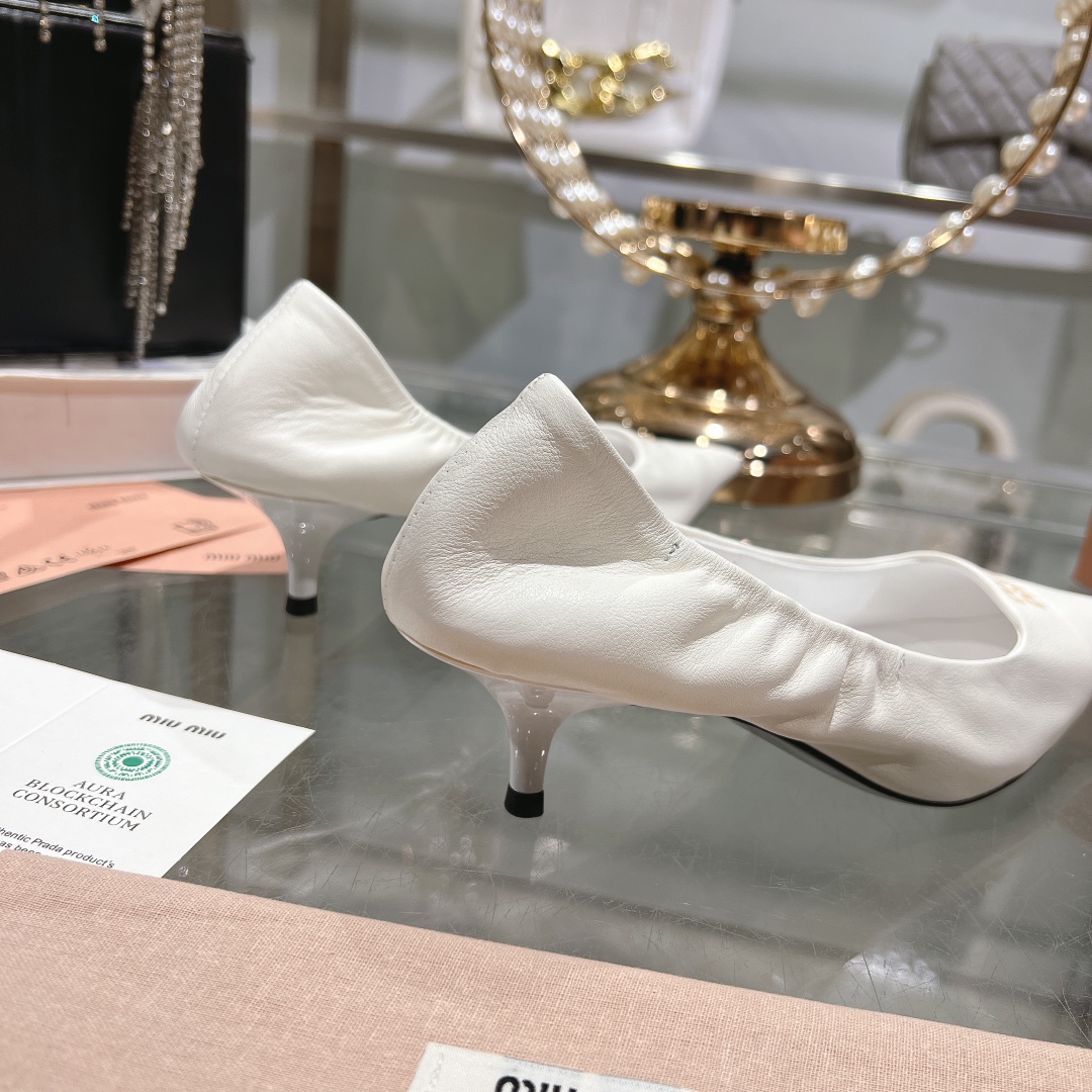 Miu Miu White Suede Pointed-Toe Kitten Heel Pumps - Image 9