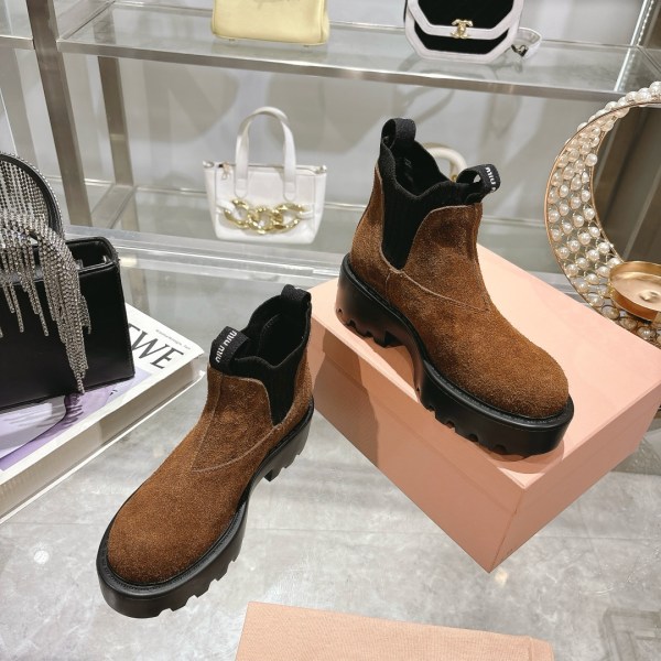 Miu Miu Brown Suede Chelsea Boots