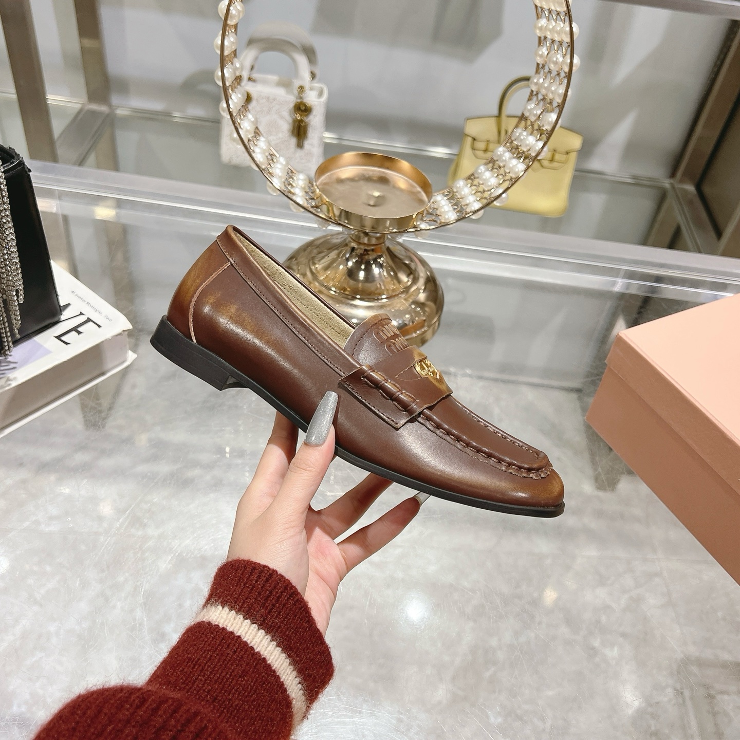 Miu Miu Coin Detail Brown Loafers - Image 5