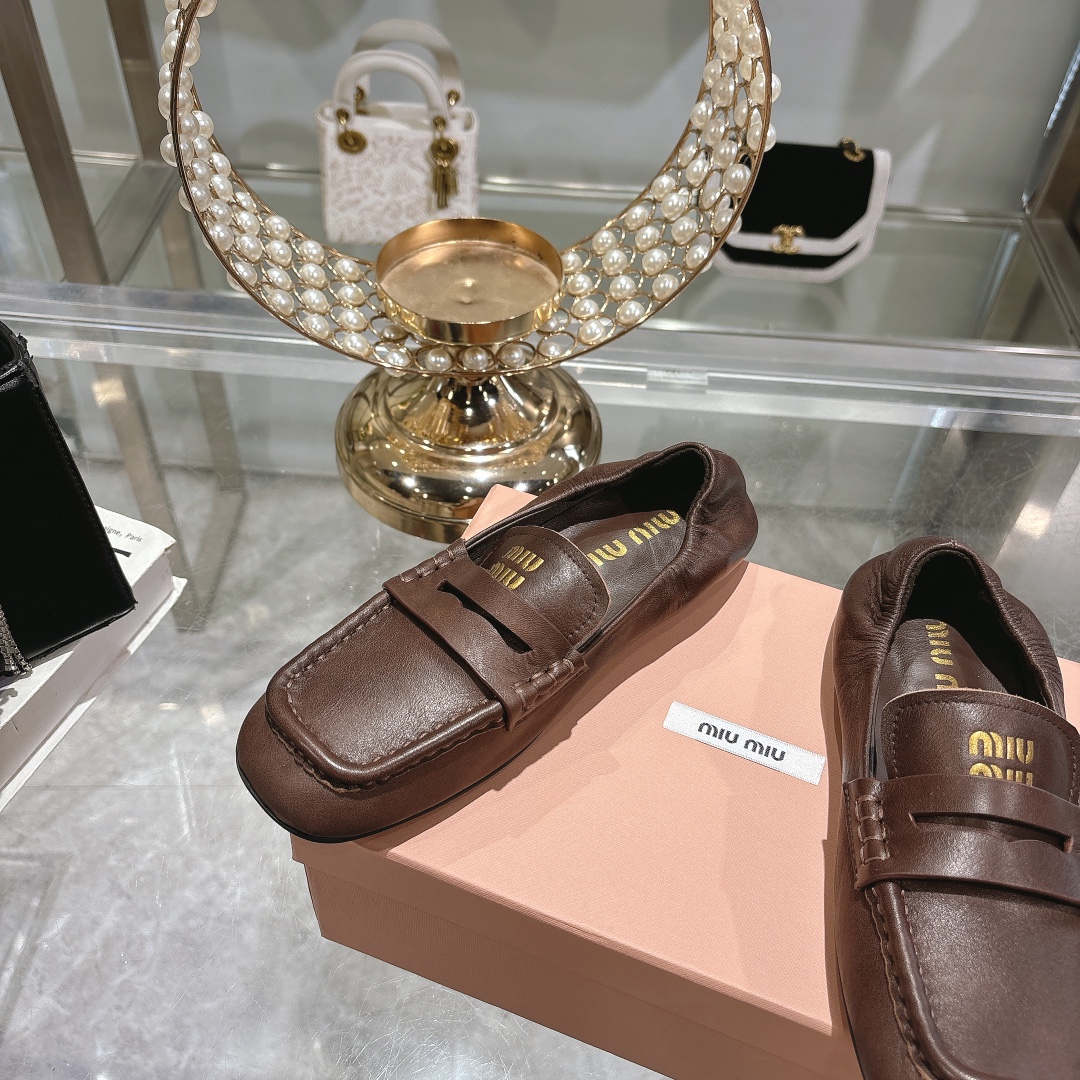Miu Miu Nappa Brown Leather Loafers - Image 6