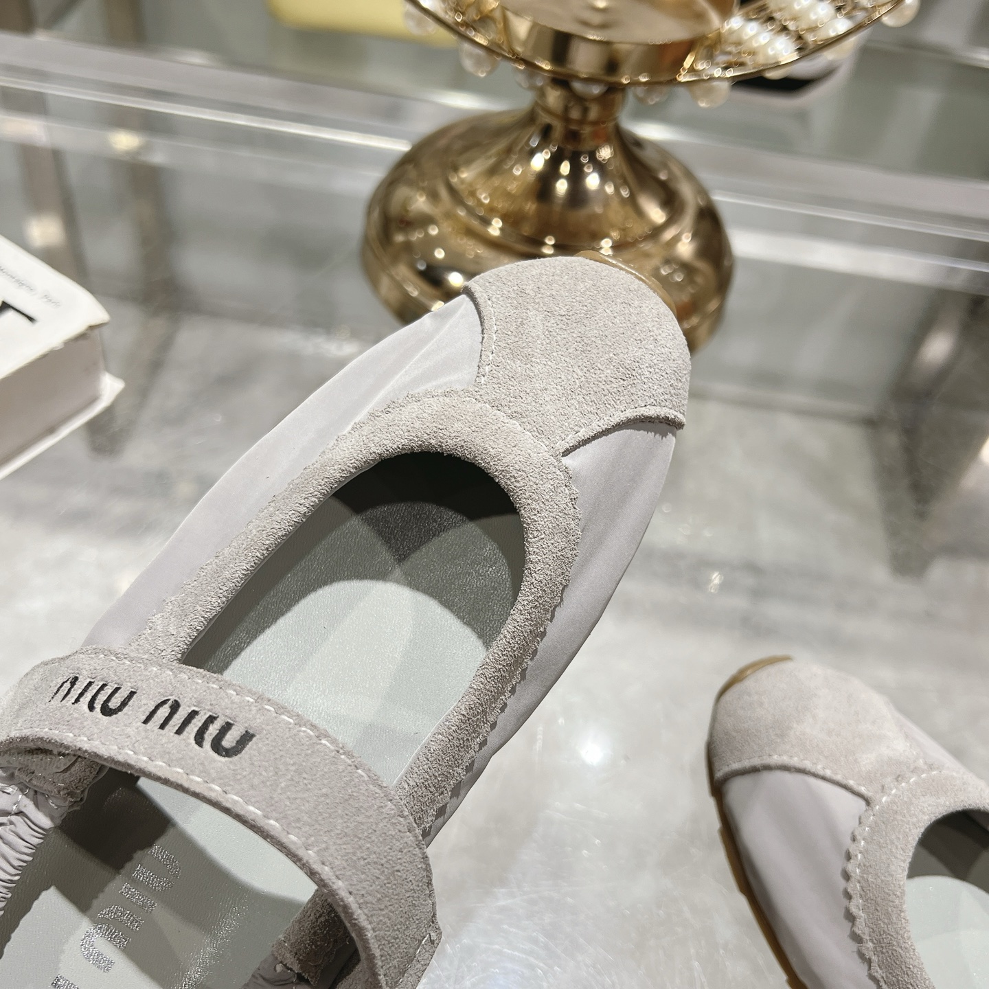 Miu Miu Women's Ballet Light Gray Flats - Image 9