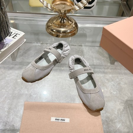 Miu Miu Women's Ballet Light Gray Flats