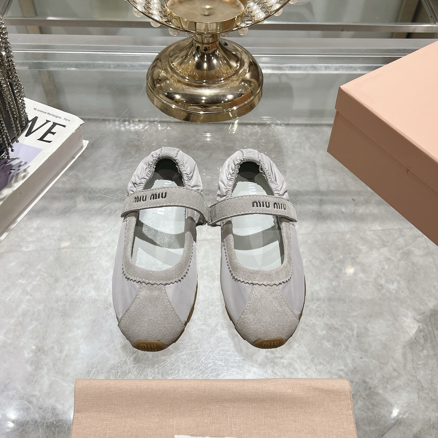 Miu Miu Women's Ballet Light Gray Flats - Image 2