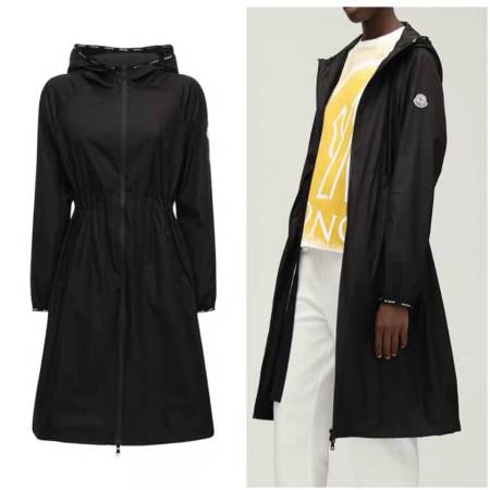 Moncler Hooded Women's Black Trench Coat