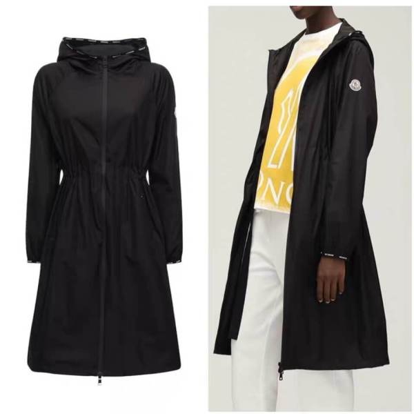 Moncler Hooded Women's Black Trench Coat