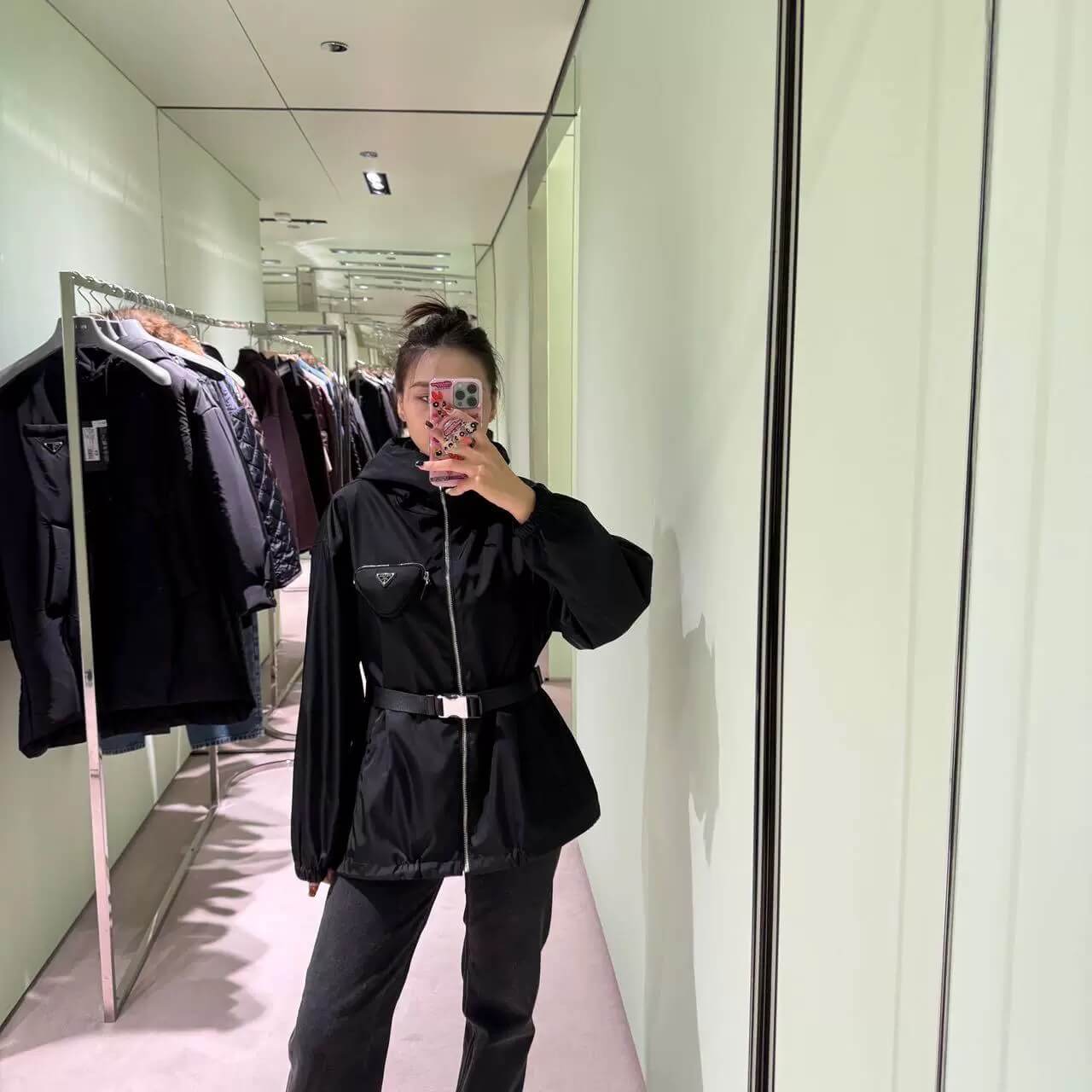 Prada Re-Nylon Hooded Blouson Black Jacket - Image 11