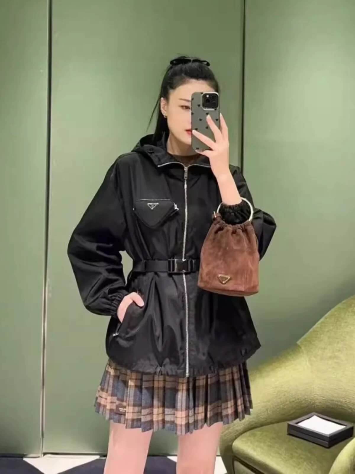 Prada Re-Nylon Hooded Blouson Black Jacket - Image 9