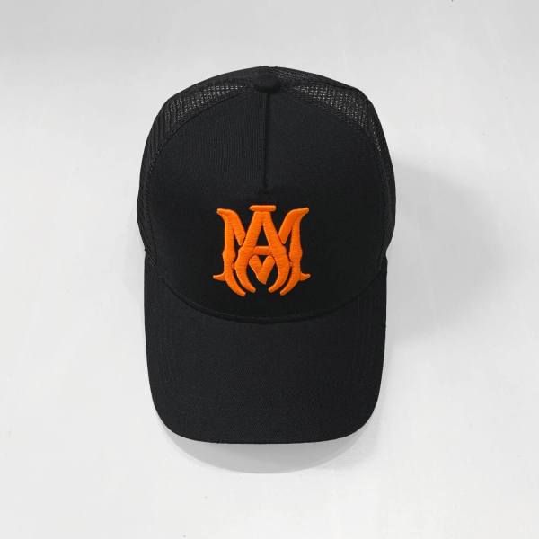 Black Amiri Mesh Cap (Orange Logo)