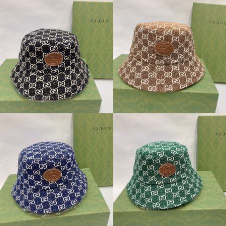 GG Monogram Bucket Hat with Leather Patch