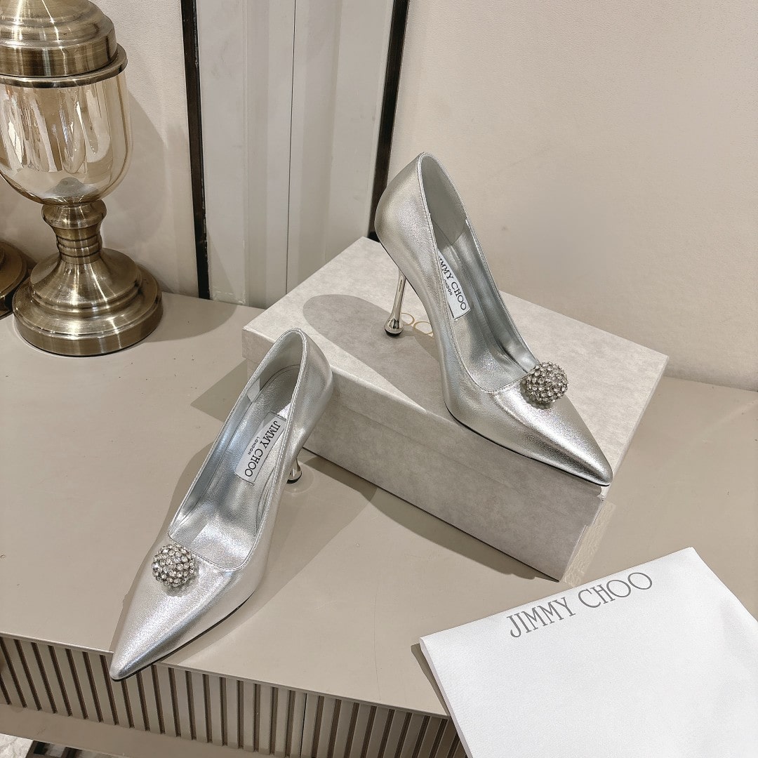 Jimmy Choo Romy 85 Pumps in Silver Satin