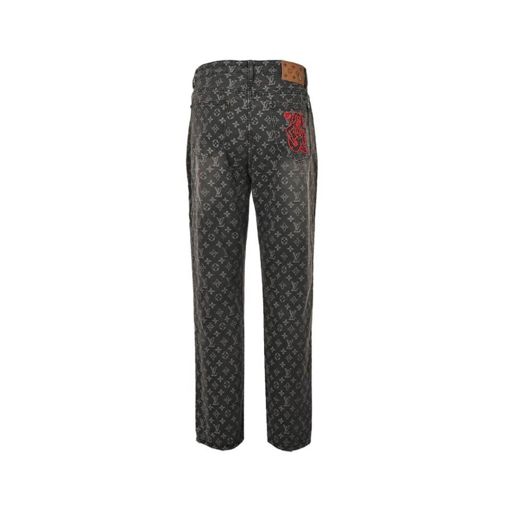Louis Vuitton Distressed Monogram  Denim Jeans