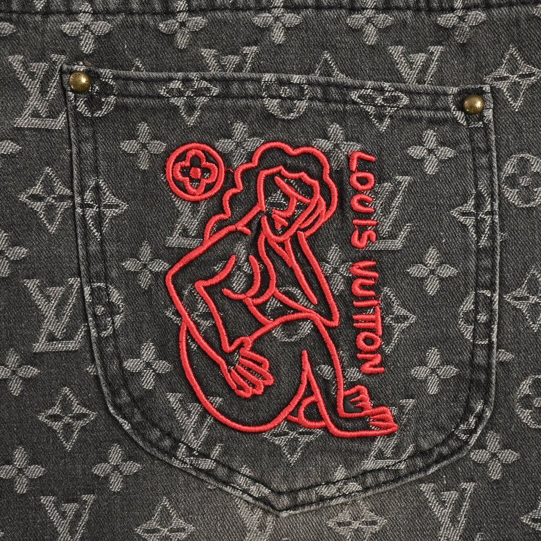Louis Vuitton Distressed Monogram Denim Jeans - Image 10