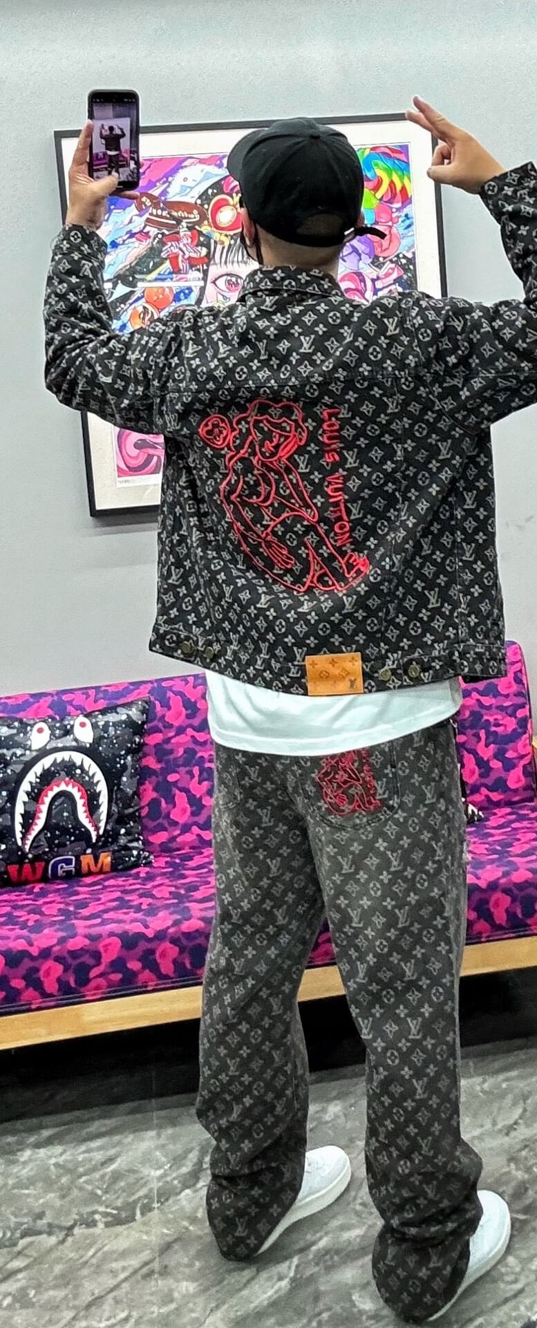 Louis Vuitton Distressed Monogram Denim Jeans - Image 4