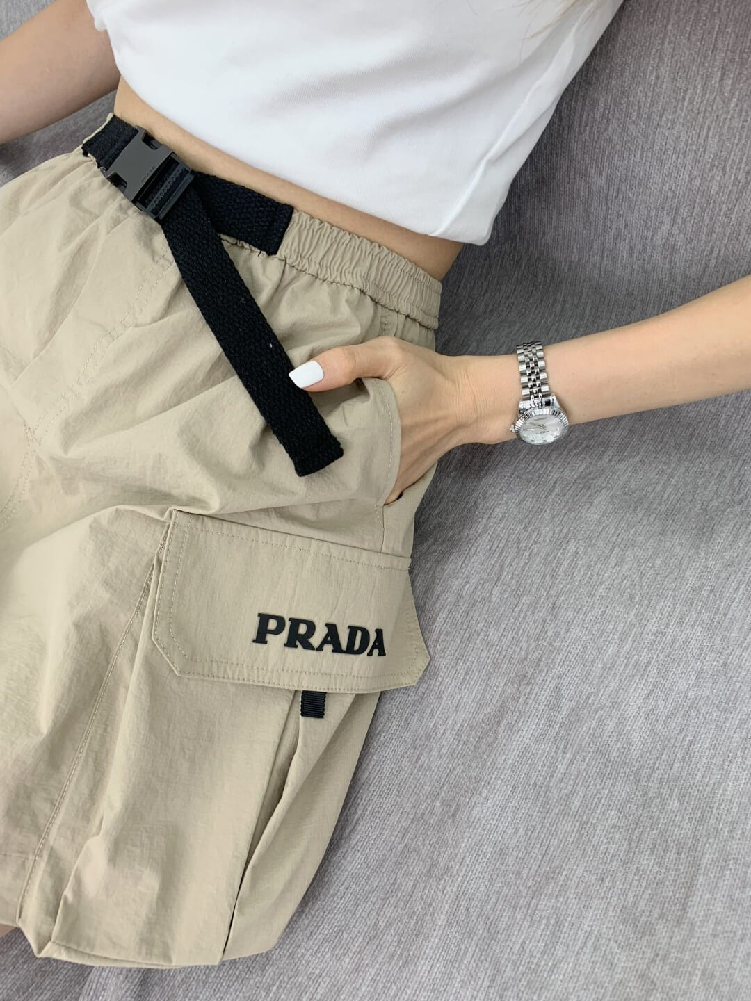 Prada Nylon Beige Cargo Mini Skirt - Image 16