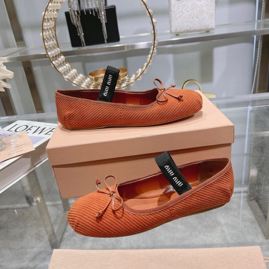 Miu Miu Coral Corduroy Ballet Flats