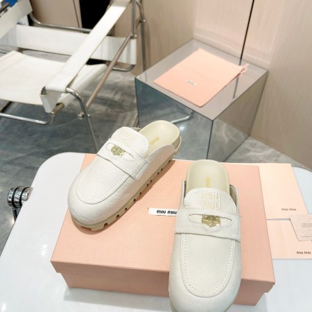 Miu Miu Light Grey Denim Loafers