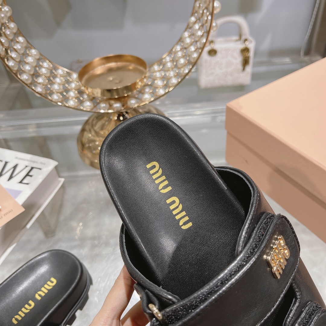 Miu Miu Black Sporty Matelassé Nappa Leather Sandals - Image 8
