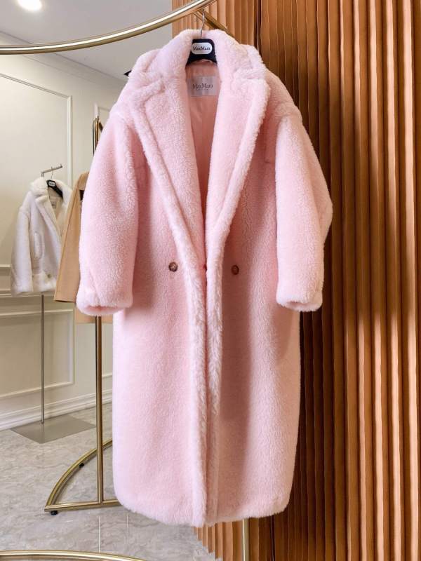 Max Mara Pink Teddy Bear Icon Coat