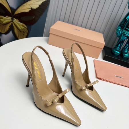 Miu Miu Beige Bow Detail Pointed-Toe Pumps