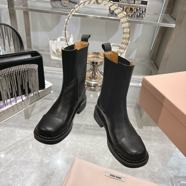 Miu Miu High Chelsea Black Leather Boots